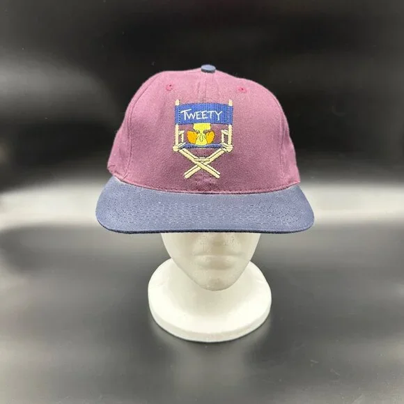Vintage Baseball Cap 1991 Tweety Embroidered Hat Purple Navy Warner Bros USA - Picture 2 of 10